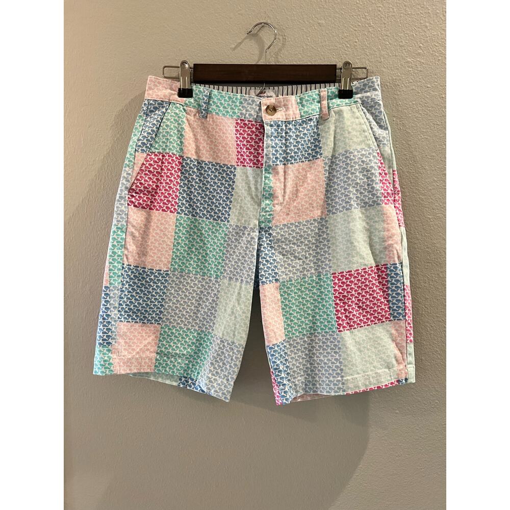 Vineyard Vines Patchwork Whales Mens Multicolor Chino Mid Rise Size 30 Shorts